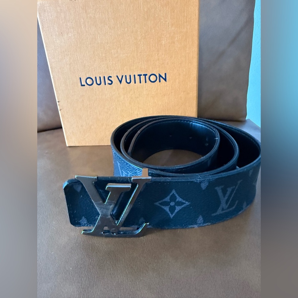 Louis Vuitton Black Monogram Belt size 90 with some scratches on the buckle